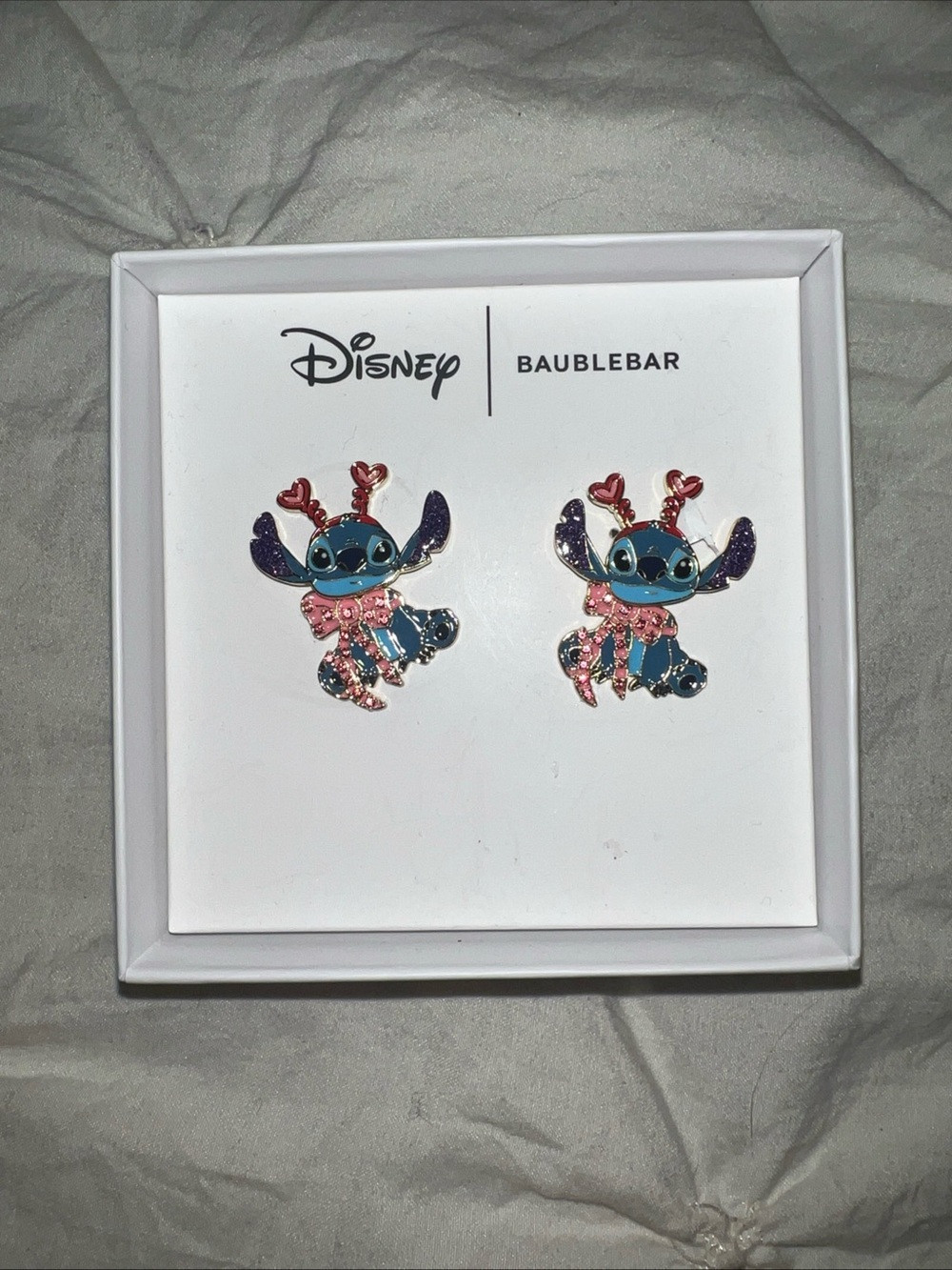 Disney Baublebar Stitch Heart Valentine's Day Earrings New In Box